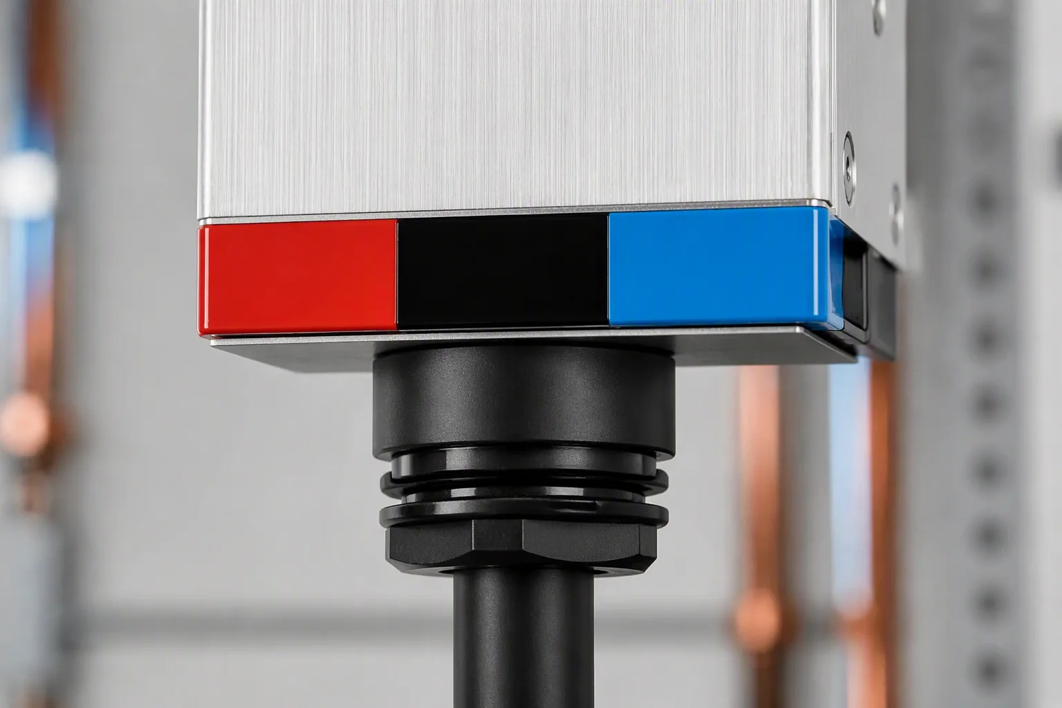 PDU breaker panel and IEC C19 outlet close-up