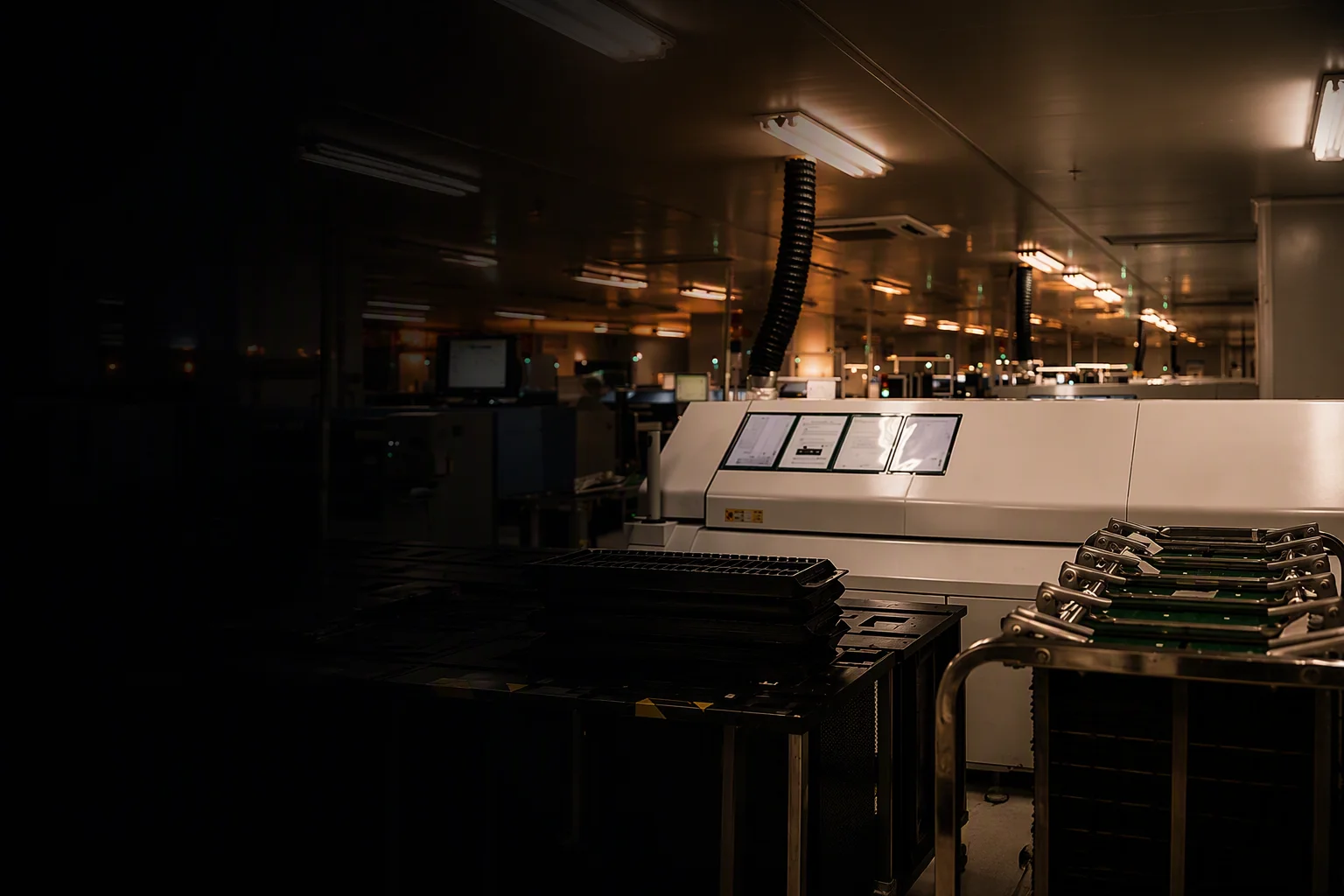 VoltFab power electronics factory floor with SMT production lines