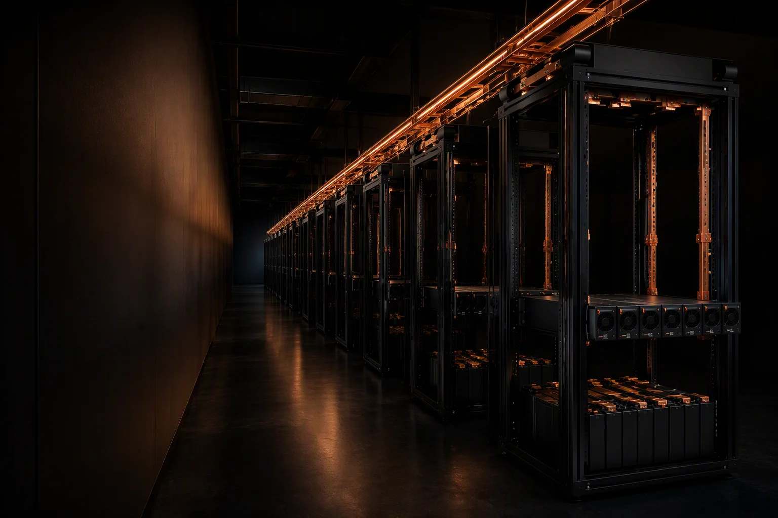 Integrated AI rack power system in a data center hall