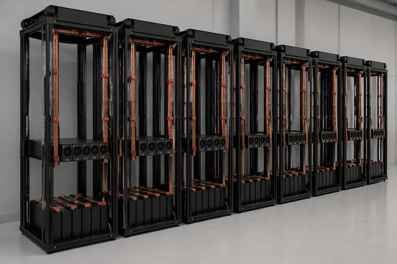 Integrated rack power row under commissioning