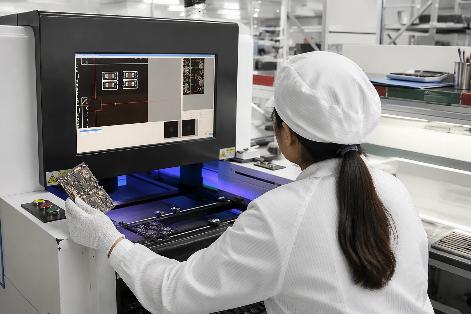 MENTO MT2000 AOI machine inspecting a finished panel