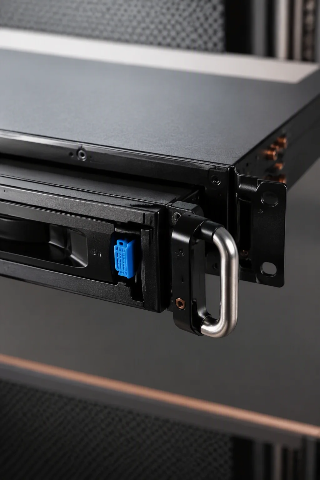 BBU battery module with laser-welded bus interconnects, vertical view